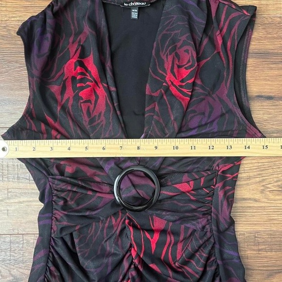 Le Chateau Y2K Ruched Abstract Floral Stretch Women Medium Whimsygoth Mcbling - Picture 3 of 6